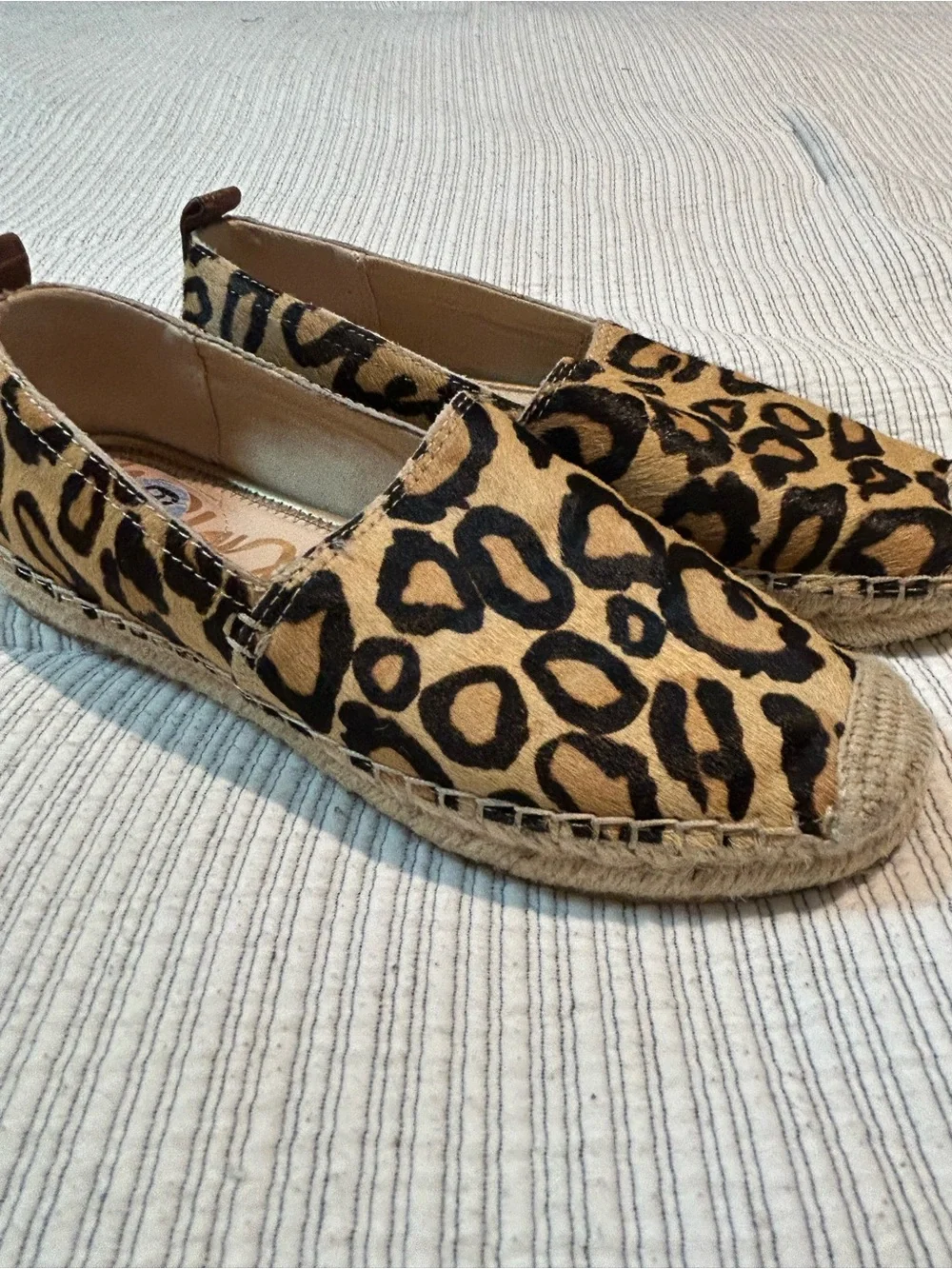 Sam Edelman Leopard Print Espadrille Slip-On Flats - Tan/Black